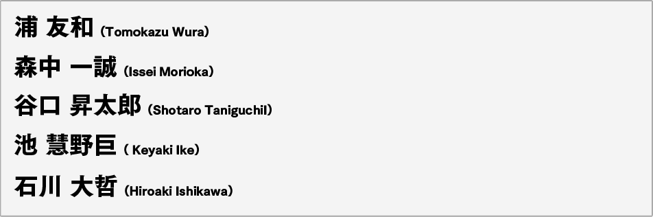 浦 友和、森中 一誠、谷口 昇太郎、池 慧野巨、石川 大哲